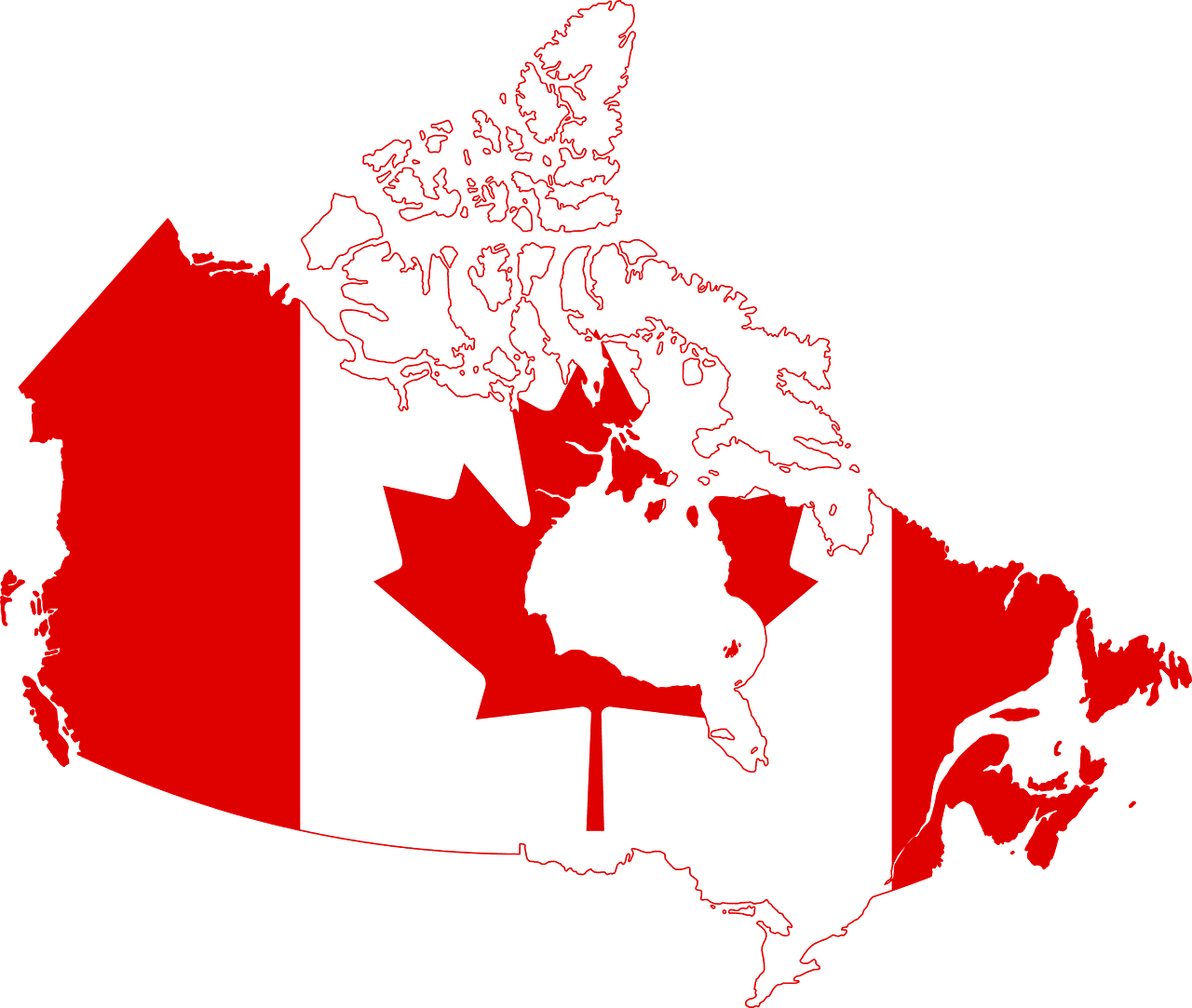 Canada flag map new the 2nd largest country in the world