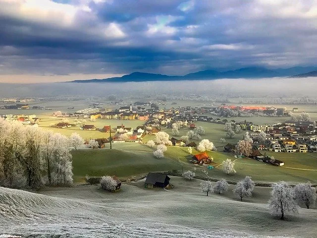 Switzerland morning veiw a cleanest country in the world