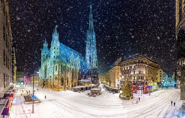 Austria snow at night new