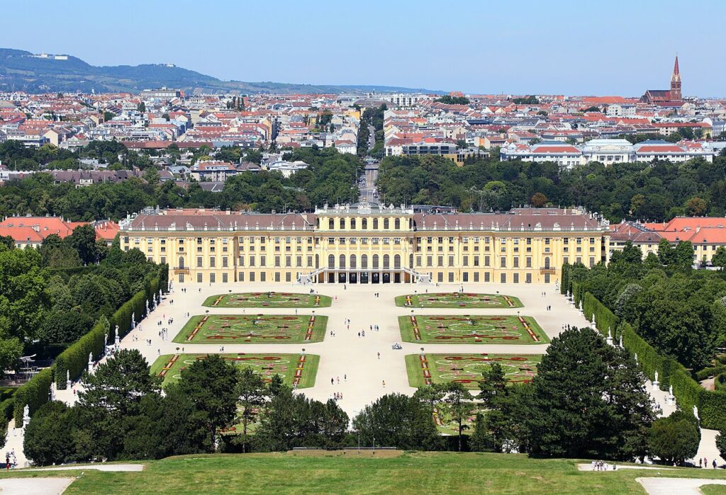 Schönbrunn Palace in Vienna with gardens