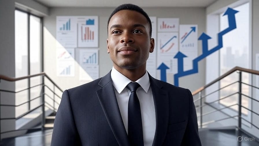 Professional achieving success with career growth influenced by Big Five Personality Test
