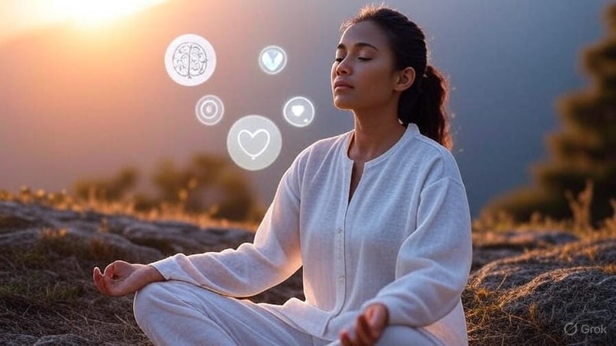 Individual meditating showing stress management and emotional well-being benefits of Big Five Personality Test