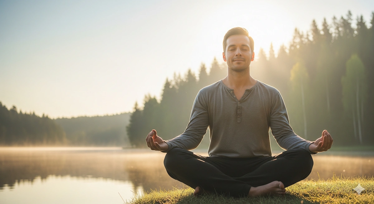 The 10 Scientific Benefits of Waking Up Early for Success & Health 4 Morning meditation symbolizing enhanced mental clarity and reduced stress