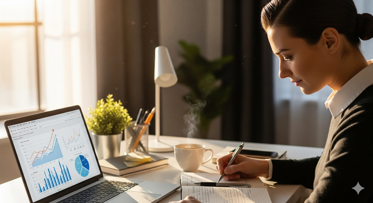 The 10 Scientific Benefits of Waking Up Early for Success & Health 5 Professional working productively in morning light showing stronger academic and career performance
