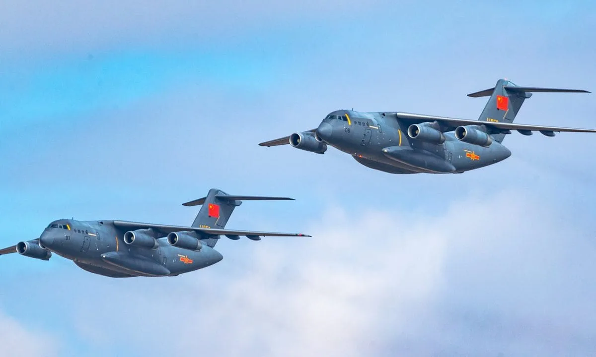 Top 10 Largest Air Forces by Aircraft in 2025 - Ranking 9 Chinese Air Force transport and fighter jets in flight