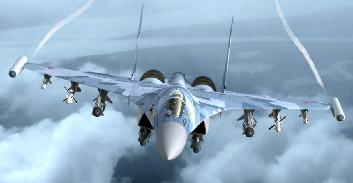 Top 10 Largest Air Forces by Aircraft in 2025 - Ranking 10 Russian Air Force Sukhoi fighter jet in flight - As one of the Largest Air Forces by Aircraft