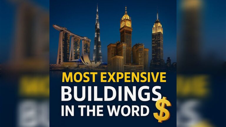 Top 10 Most Expensive Buildings In The World 2025 6 Most Expensive Buildings in the World, Skyline view of iconic skyscrapers including Burj Khalifa and Marina Bay Sands