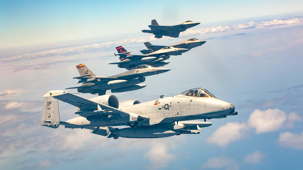 Top 10 Largest Air Forces by Aircraft in 2025 - Ranking 11 United States Air Force jets in formation
